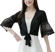 [GK-O] Women Lace Cardigans Cape Sheer Chiffon Jackets Shrug Bolero Capelet Summer Short