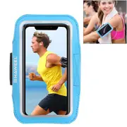 For Samsung S10 PLUS & iPhone XS MAX Case Blue PVC Leather Sports Armband