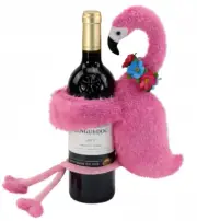 Plush Flamingo Wine Bottle Hugger - Hawaiian Lei - New/Factory Sealed