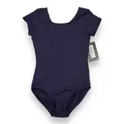 Bloch Dance Girls' Dujour Microlux Short Sleeve Leotard - Navy, Size 8-10