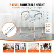 Adjustable Bedside Commode Chair with Padded Seat, 158.8 kg Capacity, Easy As...