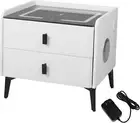 Smart Bedside Table with Wireless Charging Station, RGB Light Nightstand 2 Stora