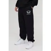 Mens Black Baggy Worldwide Cross Print Joggers