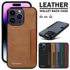 For iPhone 16 Max Pro 15 14 13 12 11 7/8 Plus XS Case Leather Wallet Back Cover
