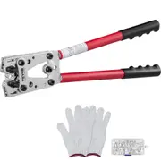 Battery Cable Lug Crimping Tool, 10-1/0AWG Aluminum Terminal Battery Lug Crimper, with 60PCS Aluminum Ring Connectors Terminals 6 Wire Sizes Crimping Die, for Heavy Duty Wire