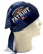 American Patriot True Blue Deluxe Head Wrap Doo Rag Skull Cap with Sweatband