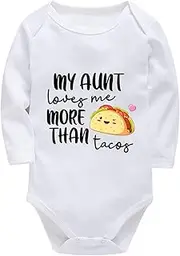 [WOOYONGING] My Aunt Loves Me More Than Tacos Bodysuit Baby Boy Long Sleeve Plain White Onesie White Baby Boy Coming Home Outf