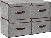[DAWNTREES] 4 Pack Foldable Clothes Storage box with Lid and Handle