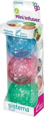 Sistema to Go Mini Infusers - Plastic, Multi-Colour, Pack of 3