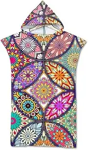 Adult Beach Towel,Microfiber Hooded Bath Towel,Changing Towel Robe,Wetsuit Changing,Towel Poncho Blanket for Beach Surfing Swimming Bathing,75x110cm (Style 3, One Size)