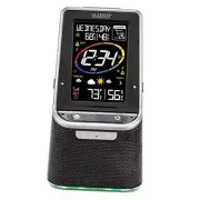 S87078 Color Wireless Weather Station with Bluetooth Speaker & USB Port, Black