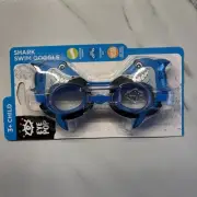 Kids Shark Swim Goggles Silicone Head Strap Adjustable Nose Bridge