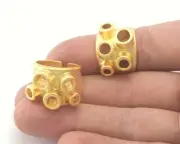 Ring Adjustable Ring Bezel Cup Matte gold plated brass 7US size 2698
