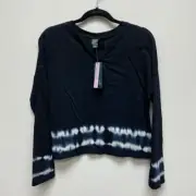 Wild Fable Womens Crop Top Black White Tie Dye Drop Shoulder Long Sleeve XS New