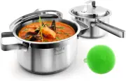 4 Piece Pots and Pans Set, Cookware Set - Healthy Pot Sets with Stainless Steel