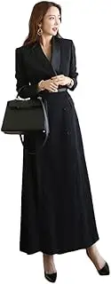 [Generic] Women Classic Formal Long Jacket Coat Elegant Commute A-Line Outerwear Windbreaker Blazer