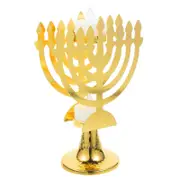 LED Electric Hanukkah Menorah Decorative LED Candle Light Flameless Candle Light Golden 19.00X12.10X4.20CM
