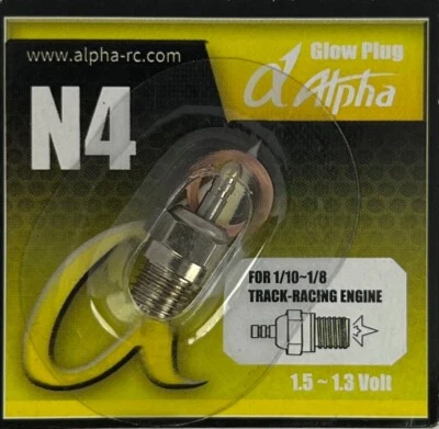 Glow Plug N4 Standard Medium Hot Alpha Plus (.12 .15 .21 .23 .28 Engine) Lutz RC