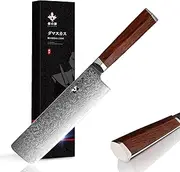 FUJUNI Nakiri Cleaver Knife 7 inch Damascus Steel Chinese Chef Knife VG-10 Steel 67-Layer Damascus Professional Vegetable Cleaver Chopper Full Tang Non-Slip Natural Wood Handle with Giftbox