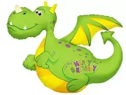 Happy Birthday Dragon Shape Foil Balloon 36 Inch