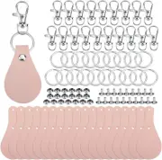 20Pcs Leather Keychain Kit, PU Leather Keychain Blanks with Lobster Clasps and K