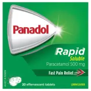 Panadol Rapid Soluble, 500 mg paracetamol, 20 effervescent tablets (pain relief)