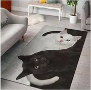 40x120cm Lovely Plush Carpet Rugs for Living Room Black and White Cat Pattern Carpet Underlay for Camping Travel Kitchen