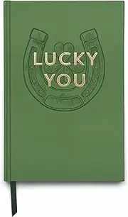 DesignWorks Ink Soft Touch Hardcover Funny Journal Notebook with Lined Pages and Ribbon Marker for Work, Vintage Sass Lucky You Horseshoe Green Journal, 5.75" X 8.5" (JB86-1007)