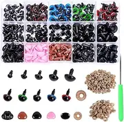 TZAONEN Plastic Safety Eyes and Noses with Washers 570 Pcs, Craft Doll Eyes and Teddy Bear Nose for Amigurumi, Crafts, Crochet Toy and Stuffed Animals (Assorted Sizes)