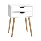 Bedside Tables Drawers Side Table Nightstand Wood Storage Cabinet White