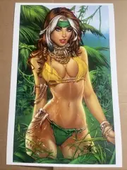 EBAS ERIC BASALDUA SAVAGE LAND ROGUE BIKINI PIN UP SIGNED 11x17 ART PRINT x-men