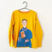 NEW PICCOLINA GIRLS' RUTH BADER GINSBURG YELLOW T SHIRT LONG SLEEVE CREWNECK 7