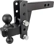 BulletProof Hitches 2.0" Adjustable Extreme Duty Trailer Hitch (30,000lb Rating) - 4" Drop/Rise with 2" and 2 5/16" Dual Ball - Black Textured Powder Coat, Solid Steel, Corrosion-Resistant