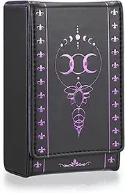 JUXYES PU Leather Tarot Card Protective Case, Moon Pattern Design Tarot Deck Storage Pouch, Tarot Card Holder Tarot Pouch Bag for Playing Cards and Standard Size Tarot Cards Tarot Deck