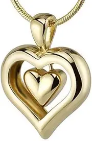 18k Gold Finish Cremation Jewelry Urn Heart Pendant Memorial Keepsake Locket Necklace for Ashes and 20" Gold Chain, The Eternity Heart, 14k Gold Plated, No Gemstone