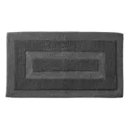 20 In. X 34 In. Gray Textured Border Cotton Machine Washable Bath Mat