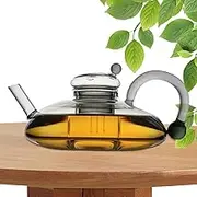 Glass Tea Pot - Heat Resistant Glass Water Pot Tea Infuser, Multifunctional Loose Leaves Tea Maker | Practical Beverage Kettle for Tea, Water, Coffee 600ml/20oz Glass Tea Infuser Pot, Kitchen Tea Brew