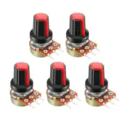 5Pcs 1K Ohm Variable Resistors Rotary Carbon Film Taper Potentiometer with Knobs