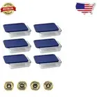 Mildew-Resistant 3-Cup Glass Dish Set with Blue Covers - Dishwasher Safe, 6-Pack