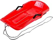 Qianly Snow Sled for Kids Winter Toy Sleigh Heavy Duty Multifunctional Snow Sledge Grass Sand Sliding Sled for Lawn Outdoor Yard, Red