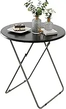 Folding Round TV Tray Table,TV Dinner Table with Sturdy MDF Top,Eating Trays for Living Room with No Assembly Required, 17.5 x 17.5 x 26 in(Black)