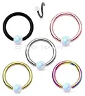 1PC. 14G 3/8" One Side Fixed Opal Ball Captive Bead Ring Earring Labret Septum