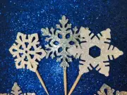 12x Snow flake cup cake picks, cupcake decoration,many colours