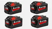 [4 Batteries] Compatible with Milwaukee 18V M18 Tools | 6.0Ah Battery Replacement | Super Heavy Duty