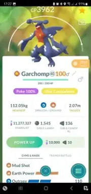 Garchomp Legacy ( Earth Power) ( Level 40 ) ( Three Moves ) Pokemon Trade Go