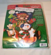 Dimensions Toboggan Trio 8145 Feltworks Applique Christmas Stocking Kit Complete