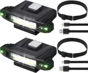 2 Pieces Ultra Bright Mini LED Clip on Cap Light USB Rechargeable Motion Sensor