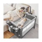 5-in-1 Pack and Play, Baby Bassinet Bedside Sleeper with U-Shaped Diaper Chan...