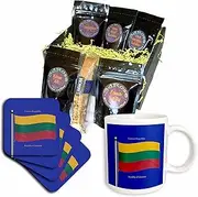 3dRose cgb_63174_1 The Flag Blue Background with Republic of Lithuania in English and Lithuanian-Coffee Gift Basket, Multicolor
