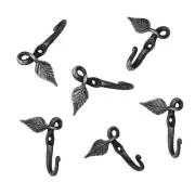 Hand Forged Metal Leaf Hook Set of 6 Pcs Wrought Iron Handmade Rustic Hook fo...